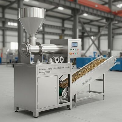 Automatic Feeding Stainless Steel Fish Feed Extruder with 100-2000 kg/h Capacity for Floating Pellets
