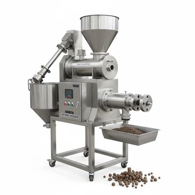 Stainless Steel Fish Feed Pellet Machine with 100-2000 kg/h Capacity and Automatic Feeding for Pet Food Extrusion
